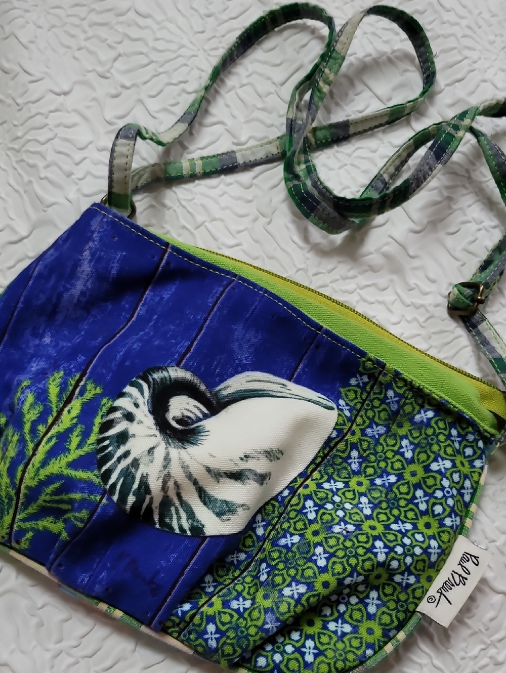 Paul Brent Coastal Life Sun N Sand Nautical Fish Seahorse Light Crossbody Bag